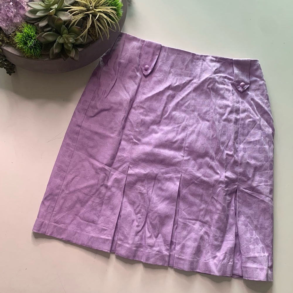 Vtg Lavender Pleated oval print kneelength Skirt